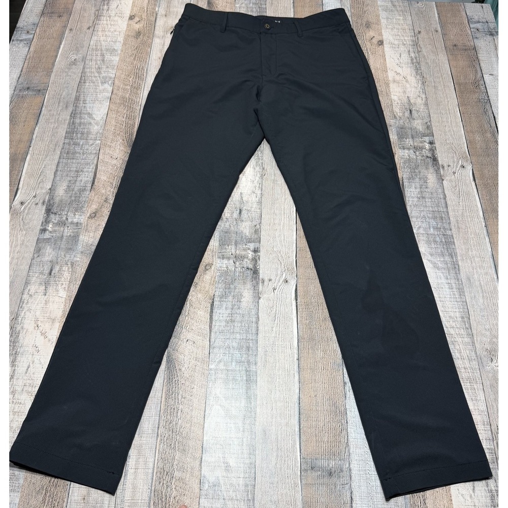 Banana Republic Performance Dress Pants Mens 32x34 Black Travel Stretch Flat